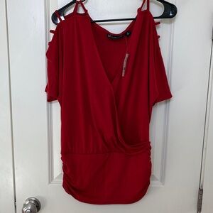 New York & Company Vibrant Red Blouse